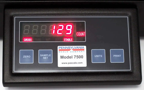 Precision Counting Scale for Bench Use with 50 Lb Capacity and 0.002 Lb Resolution control panel with red LED display.