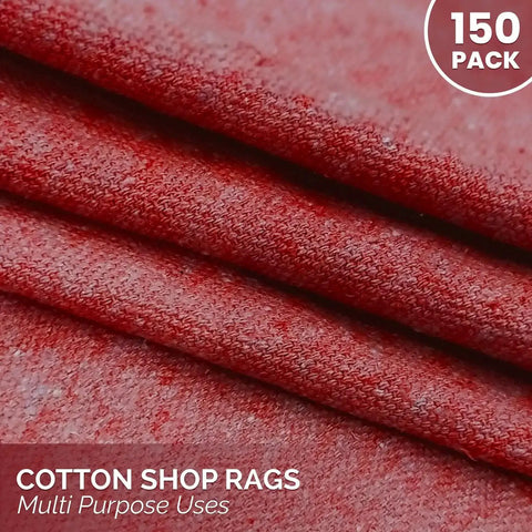 Heavy Duty Cotton Shop Towels Red Pack Of 150 Absorbent Cleaning Rags For Auto Garage And Home Multipurpose Towels