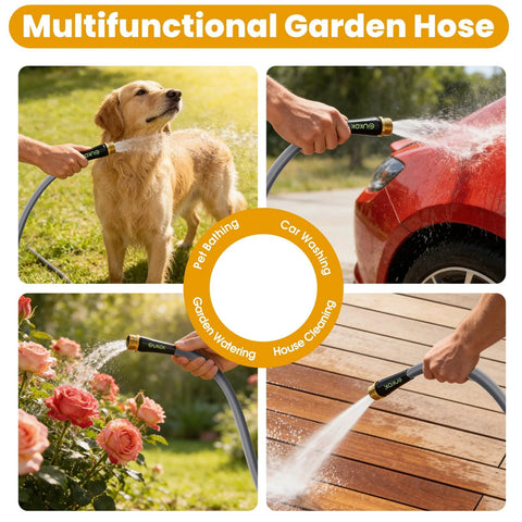 GUKOK 100 ft garden hose, ultra-light, flexible, burst-resistant, kink-free, all-weather hose for lawn, garden and outdoor cleaning