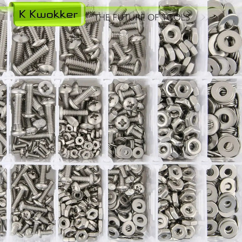Assortment of 1110 Piece Nuts Bolts and Washers Set With 25 Sizes and 5 Models Stainless Steel 304 Screws and Nuts Assortment Kit