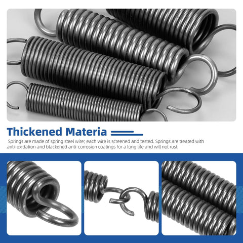 Stainless steel extension springs with opening hooks, 36-piece assorted set for machinery and industrial use