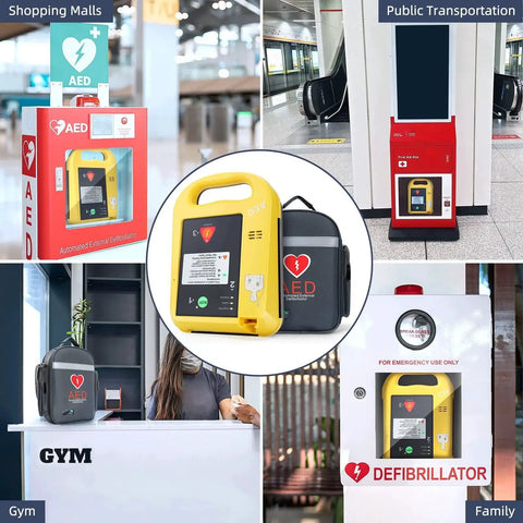 Home Portable AED Defibrillator For Emergency Use With Automatic External Defibrillator Function in various locations