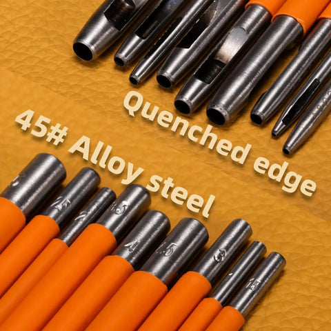 Nine Size Hole Punch Set For Leather Belts And Crafting Heavy Duty Steel With Quenching Process showing alloy steel and quenched edge