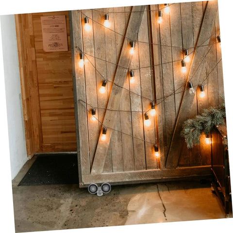 Stainless Steel Double Bearing Sliding Door Caster Wheel Kit For Ultra Smooth Rolling installed on barn door with lights.