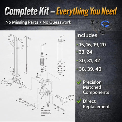 Pro Grade Complete Seal Replacement Kit For Pallet Mule AA5000 And AA5500 Hydraulic Jack Restore Lifting Power And Stop Leaks Fast With Durable Seals And Quick Install For Less Downtime diagram