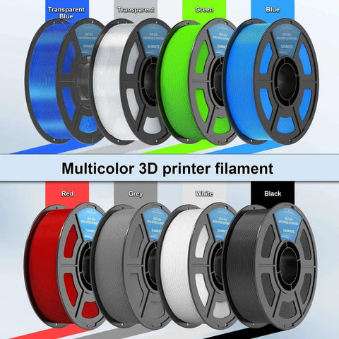 Multicolor 3D printer filament spools, including Black 1.75mm TPU Filament 95A 1Kg for FDM 3D printers, displayed in various colors.