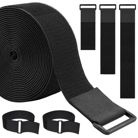 1.5 Inch Wide Cinch Straps 16 Foot Heavy Duty Nylon Cable Ties With 20 Buckles For Custom Lengths And Easy Organization