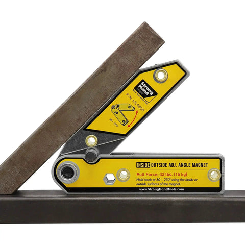 Adjustable Angle Magnetic Welding Square With Inside And Outside Magnets, 6 Inch Fixture For Sheet Metal And Pipes, 30 To 270 Degree Range, 33 Lb Pull, MLA600 By Strong Hand Tools, Heavy Duty Magnetic Square For Precise Fixturing And Metal Fabrication.