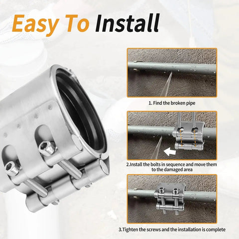 Three Quarter Inch Pipe Repair Clamp Kit High Pressure Leak Sealer for Plastic and Metal Pipes with installation steps