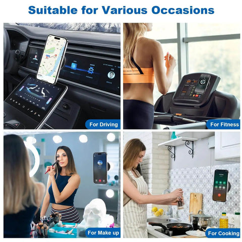Vacuum Magnetic Car Phone Mount With 360 Degree Rotating Holder Strong Magnetic Grip For Car Gym Mirrors And Smooth Surfaces