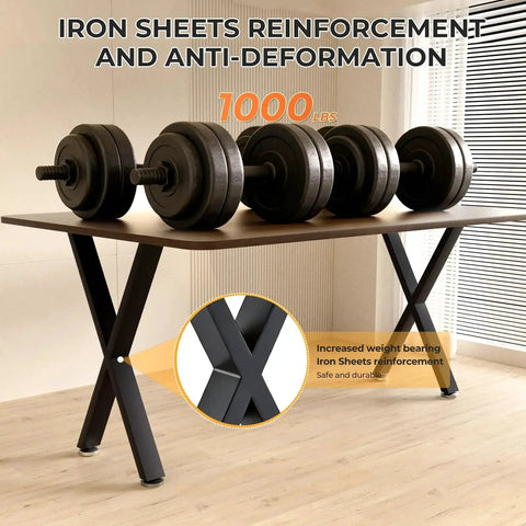 Beefy Heavy Duty Black X Shape Coffee Table Legs 16H X 11.7W, Metal Bench Style Base with weights, 1000 lbs load