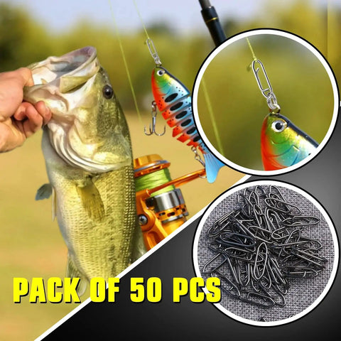 High Strength Saltwater Fishing Snap Set With Stainless Steel Connectors And Swivels, pack of 50, shown with lure and fish