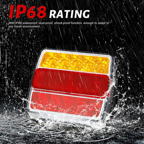 LED Magnetic Trailer Light Kit, red and amber lens, magnetic mount, IP68 waterproof.