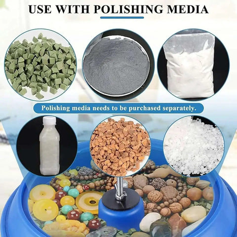 Pro Grade Vibrating Roller Polisher Kit for Metal Parts Gemstones Jade Jewelry and Auto Parts Electric Rock Roller Vibrating Bowl