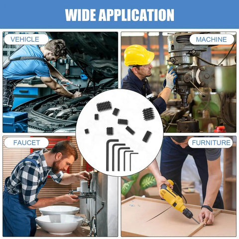 Wide application of 560 Piece Set Screw Kit With 25 Sizes Metric And SAE Assortment for vehicle, machine, faucet, furniture repairs.