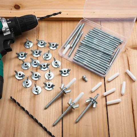 All In One Hurricane Anchor Kit 40 Set Quarter Inch 20 Thread For Window Board Panel And Shutter Mounting With Protective Caps