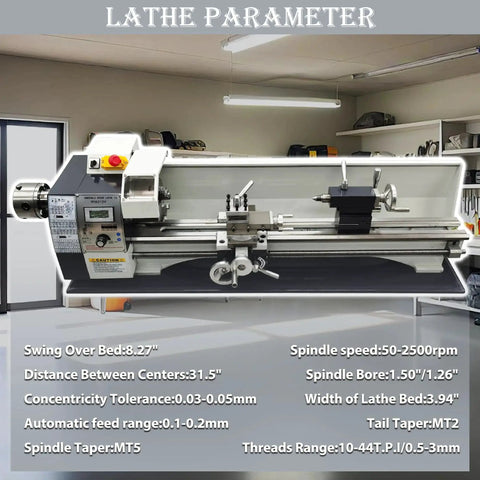 Beefy 8x31 Inch Metal Lathe For DIY Turning With Dual Chuck Bench Lathe 1100W Brushless Motor Precision Turning Machine
