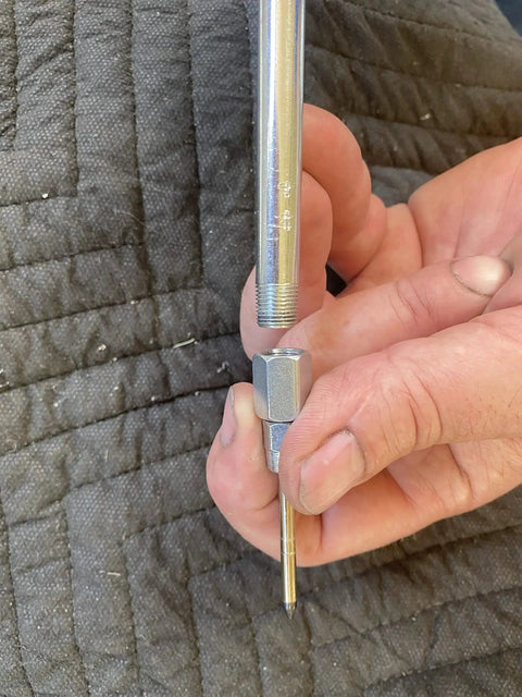 Needle Nozzle Accessory For Handheld Grease Guns With Hardened Steel Tip 1/8 Inch Female NPT, 2.76 Inch Length held by hand