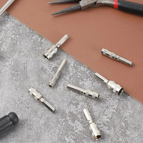 7 Piece Hex Socket Adapter Set With H4 Shank Metric Micro Socket Sizes 2.5mm Through 5.5mm on a workbench