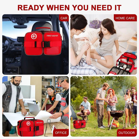 516 Piece First Aid Kit for Car Travel and Home in use for car, home, office, and outdoor