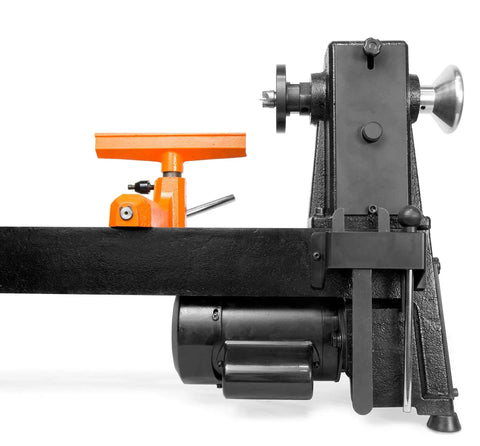 Side view of Powerful Benchtop Wood Lathe With 4.5 Amp Motor And 12 By 18 Inch Capacity Five Speed Settings Up To 3400 RPM Includes Three And One Eighth Inch Faceplate For Bowls And Cups MT2 Tapers Ideal For Hobbyists And Makers Wen