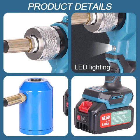 EZ8 Battery Hydraulic Knockout Punch Kit with Eight Ton Capacity and LED lighting detail featuring battery and hydraulic components