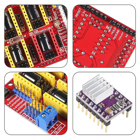 Hands On CNC Shield Expansion Board V3.0 With Four DRV8825 Stepper Driver Modules And Heatsinks For Engravers And 3D Printers