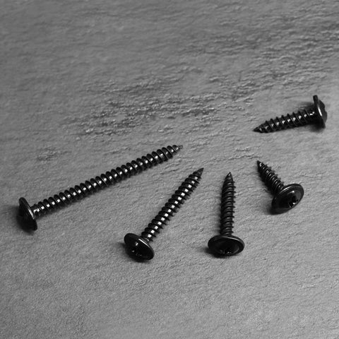 Heavy Duty Black No 8 X 2 Inch Truss Head Wood Screws, 100Pcs Self Tapping Phillips Screws With Zinc Oxide Coating scattered on surface