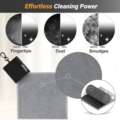 Effortless cleaning with Two Sided Glasses Cleaning Polishing Cloths With Pouch Keychain 4 Pack 6 Inch, showing before and after results