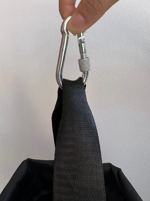 Beefed Up Heavy Duty Chain Container Bag For 2 Ton Manual Hoist with carabiner hook, durable nylon fiber, black color