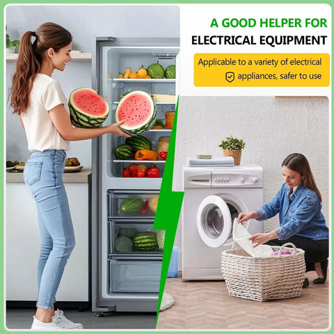 Heavy Duty Surge Protector For Refrigerator And Home Appliances 120V 20A 2400W Plug In Protector For TV PC Washer Freezer With Spike And Brownout Protection And Overload Shield Works Like A Champ in use with a refrigerator and washer.