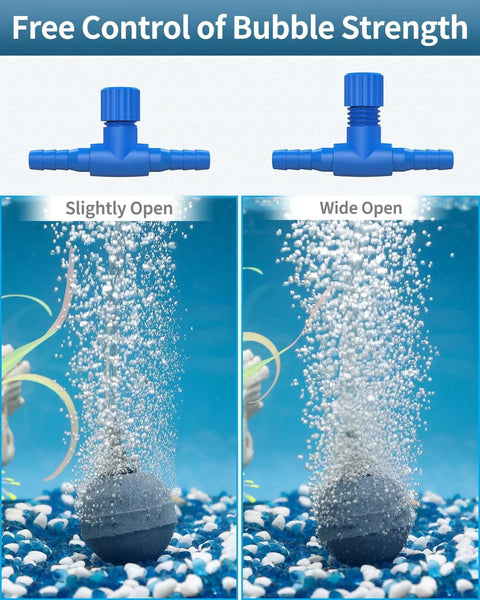 Super Handy Affordable Aquarium Air Control Valves Pawfly For 3/16 In ID Airline Tubing Single Way Flow Regulators shown adjusting bubble strength in fish tank