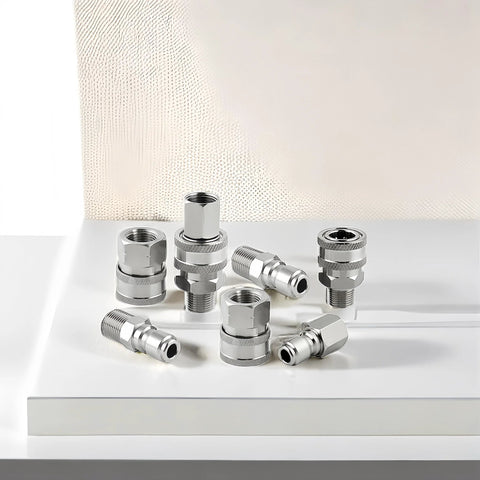 Raincovo pressure washer quick-connect fittings, stainless steel, 3/8 in, 8-piece male and female adapter set
