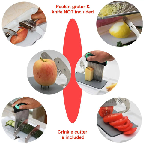 Adaptive Cutting Board With Pins For Safe One Handed Food Prep Slice N Fun Includes Vegetable Crinkle Cutter and Holder.