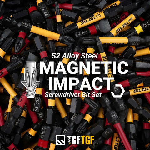 Pro Grade Heavy Duty Impact Hex Bit Drill Bit Set, 24 Piece, S2 Steel, magnetic bits with color-coded covers.