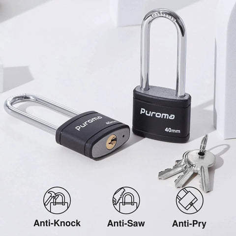 2 Pack Keyed Padlocks With 3 Keys Each 2.5 Inch Locker Locks 40mm Heavy Duty Shackle For Gate Fence Hasp Cabinet Black Vinyl
