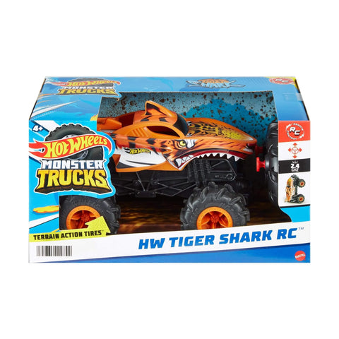 Monster Trucks RC Tiger Shark One Twenty Four Scale Remote Control Truck With Terrain Action Tires in packaging