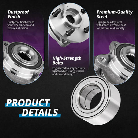 Front Wheel Bearing Replacement Kit For Hyundai Elantra 2007 To 2017, Kia Forte 2010 To 2019, And Kia Soul 2010 To 2019 OEM-Quality