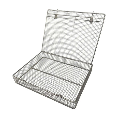 Stainless Steel Mesh Parts Washing Basket With Double Locking Lid For Secure Storage And Deep Cleaning, Rust Resistant Heavy Duty Organizer Tray