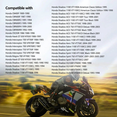 Motorcycle with compatibility list for 12V Electric Fuel Pump Fits Honda Goldwing GL1200A 1984-1987 and V65 Magna VF1100C 1983-1985