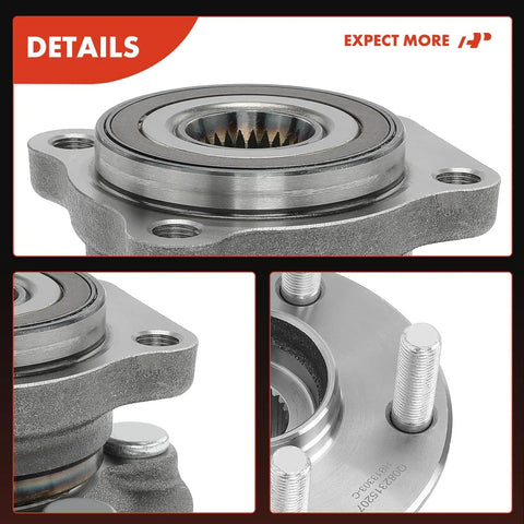 Close-up of Two Front Wheel Bearing And Hub Assembly Set With 5 Lug Fits Subaru Forester 2009-2014, Impreza 2008-2014