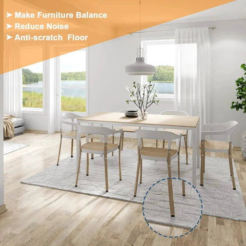 Dining room with table and chairs using Adjustable 1/4-20 Thread Furniture Feet Levelers, 12 Pack Screw In Leveling Feet