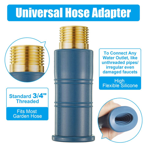 1-pack universal faucet hose adapter, blue plastic body with brass 3/4-inch male threads for garden hose
