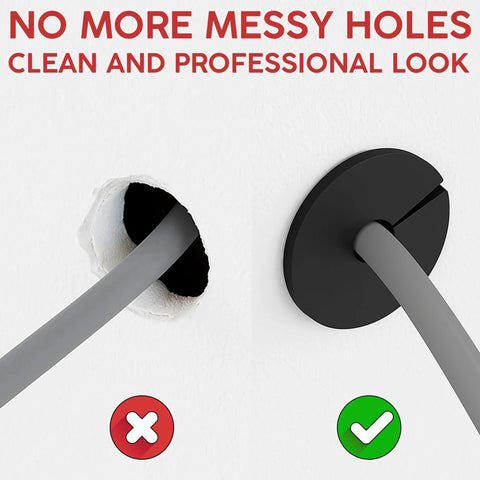 Comparison of cable installation with and without Two Pack Silicone Wall Bushing For Three Quarter Inch Holes In Walls And Panels