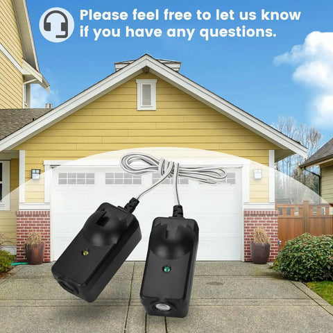 Garage Door Safety Sensor Replacement Kit 41A5034 For Openers Manufactured After 1997 shown in front of a yellow house.
