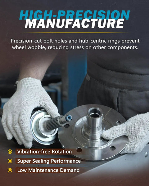 Mechanic holding front wheel bearing replacement kit for Toyota Prius Corolla Matrix MR2 Spyder Vibe and Celica models