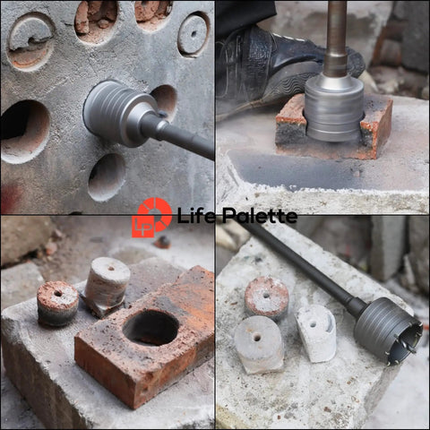 Five-In-One Hole Saw Kit With 7.9 Inch Pilot Drill For SDS Plus Hammer Drills Circle Drill Bits Set drilling brick and cement