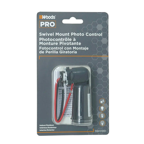 Outdoor Conduit Lighting Control With Photocell Sensor package showing black weatherproof light controller