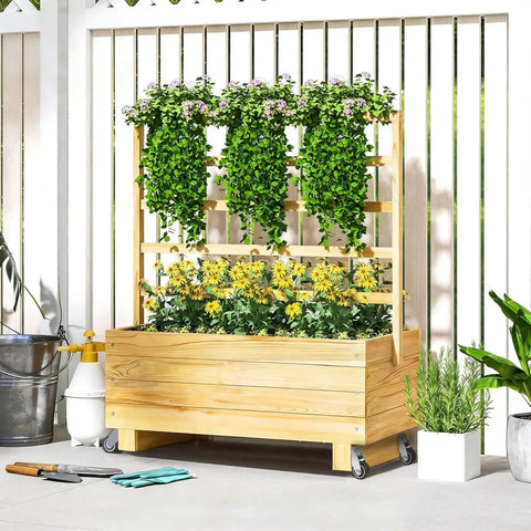 Wooden planter box on 1.5 Inch Small Caster Wheels Two Pack, Heavy Duty Non Swivel Rigid Casters With 180 Lb Load Capacity, Rubber Replacement Wheels For Furniture And DIY Projects, Vertically Or Horizontally Mounted, Side Mount Or Plate Caster Design.