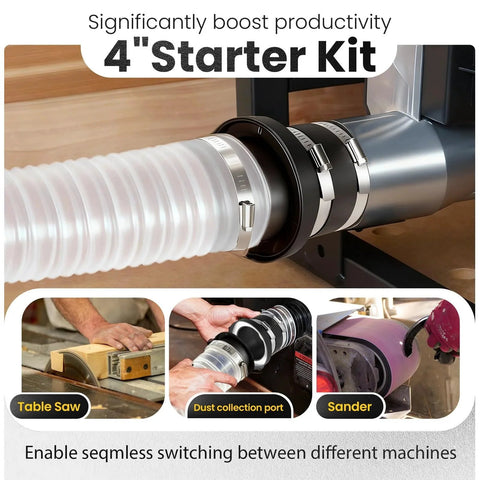4 Inch Magnetic Dust Collection Fittings Kit With 8 High Strength Magnets One To Many Starter Kit For Quick Hose Transfers
